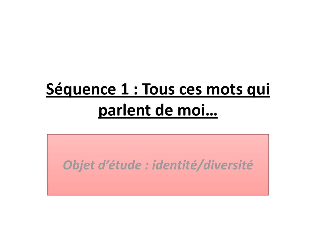 Séquence 1 Tous ces mots qui parlent de moi ppt télécharger